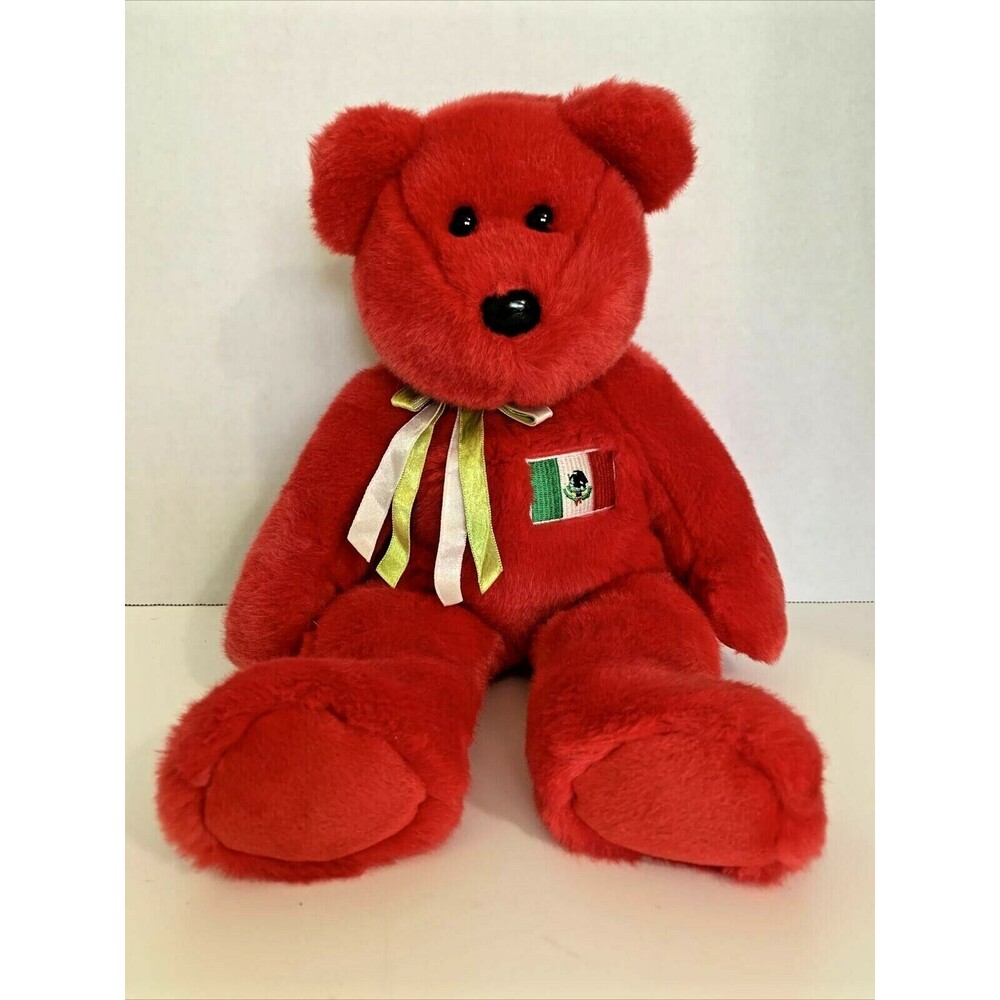 TY Beanie Buddies Collection Mexico OSITO 14" Bear 1999 TY Inc Red Stuffed